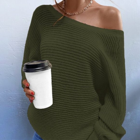 boho babe Olive batwing tie back sweater top - Picture 3 of 6